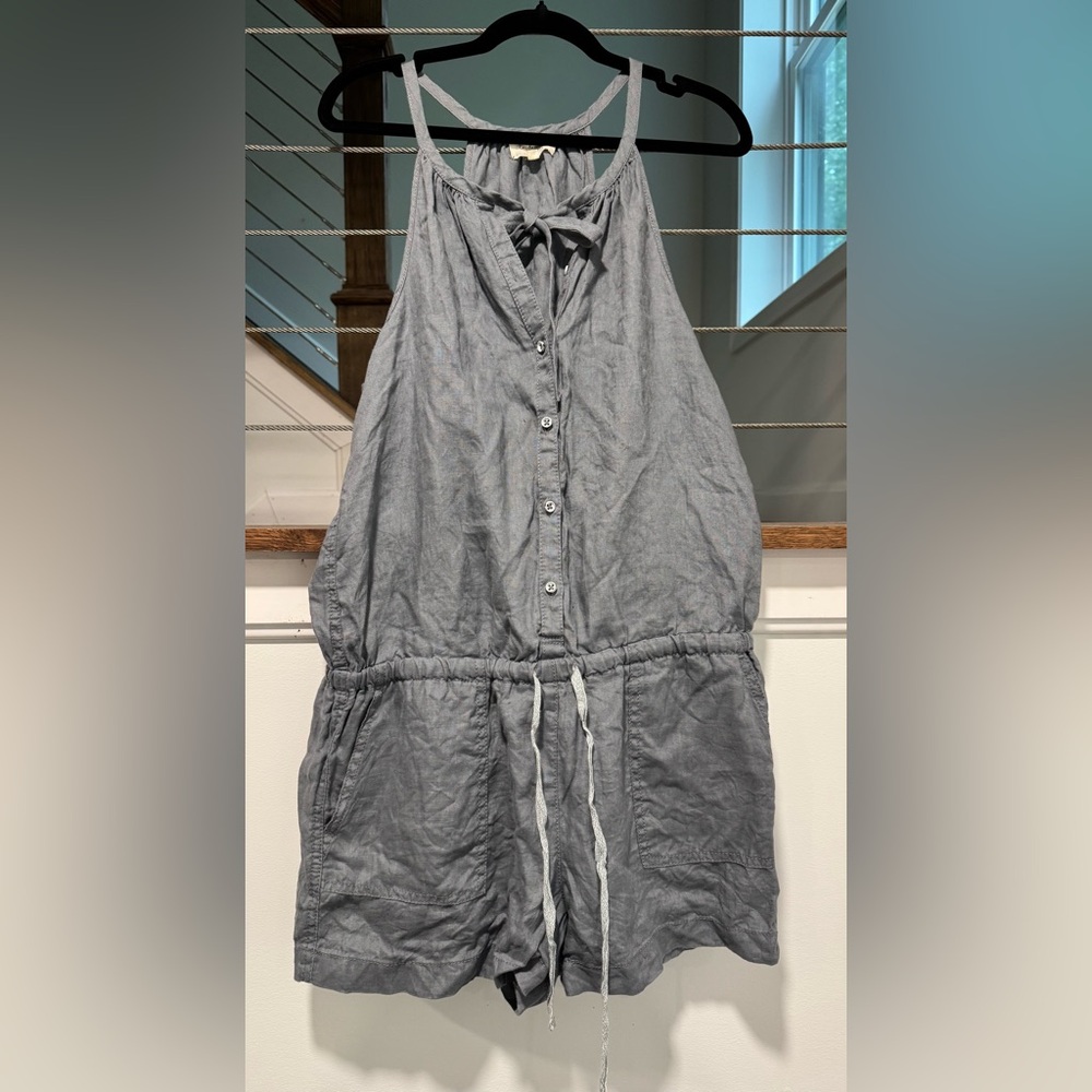 Lou & great Womens Grey Drawstring Jumpsuit linen small